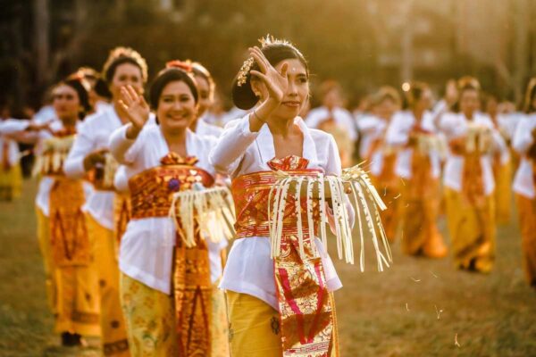 Ladies Performing Sacred Dance in Village Temple during Odalan