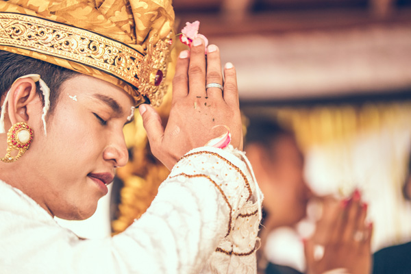 A Balinese boy during metatah ceremony