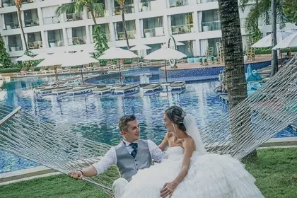 wedding couple just married stones